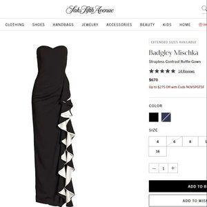 Badgley Mischka strapless ruffle dress